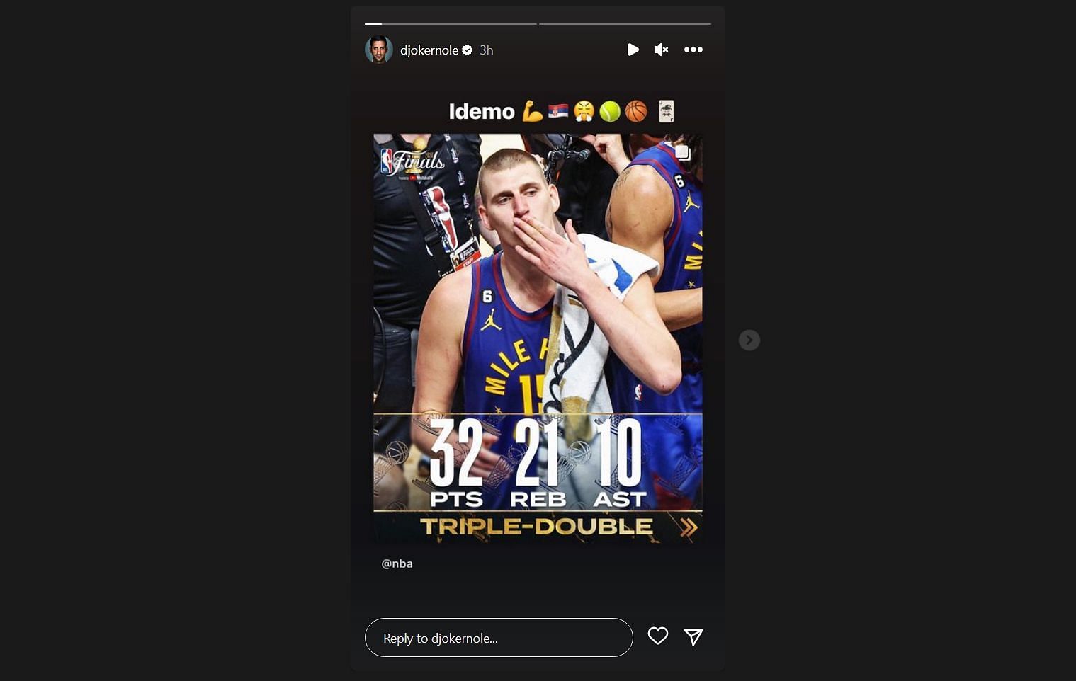 Novak Djokovic via Instagram stories