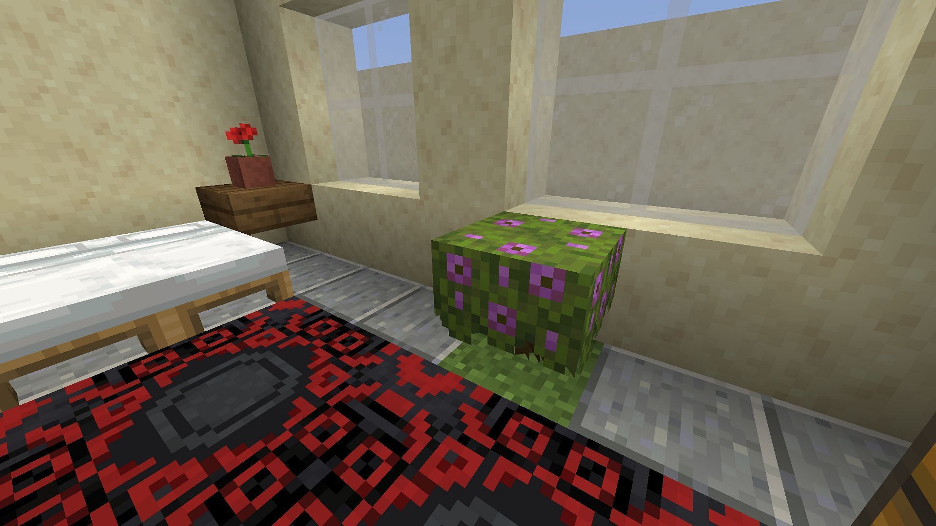Players can add flowers and small plants inside their builds in Minecraft 1.20 (Image via Mojang)