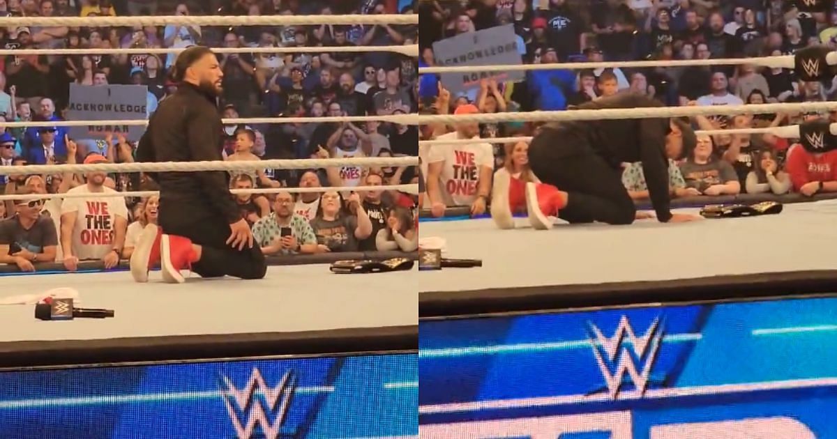 Roman Reigns looked distraught after SmackDown went off the air.