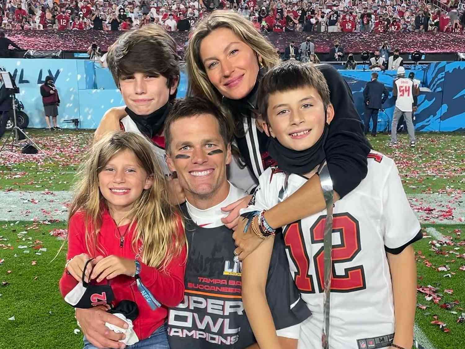 Brady with his kids, Jack, Benjamin, and Vivian