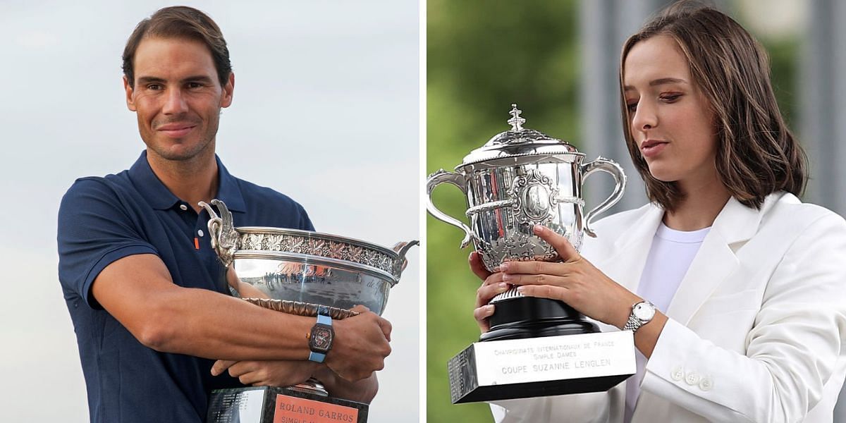 Iga Swiatek and Rafael Nadal lifted the French Open trophy in 2020 and 2022