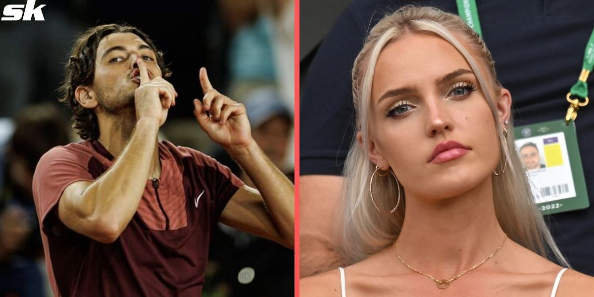 Taylor Fritz shushing the 2023 Roland Garros crowd and his girlfriend Morgan Riddle