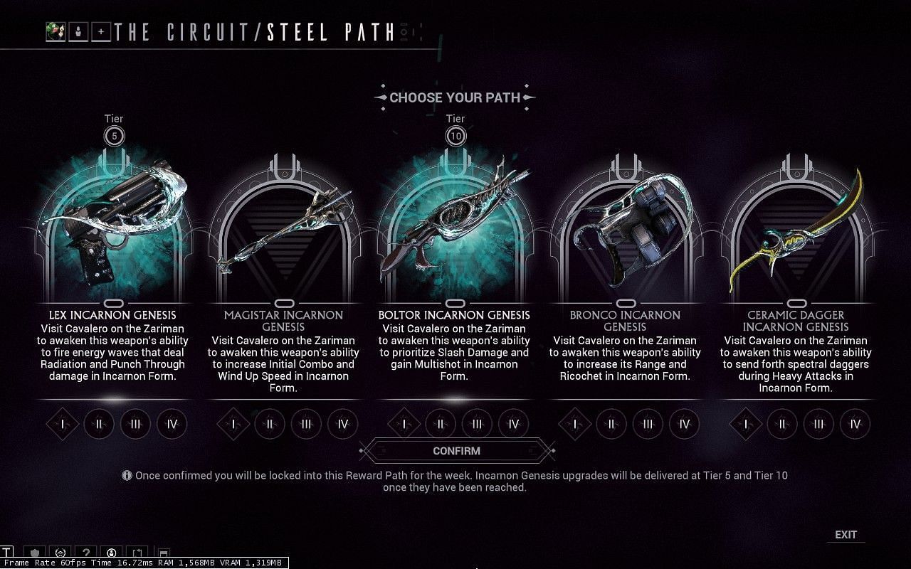 How to select Circuit Steel Path rewards in Warframe (image via Digital Extremes)