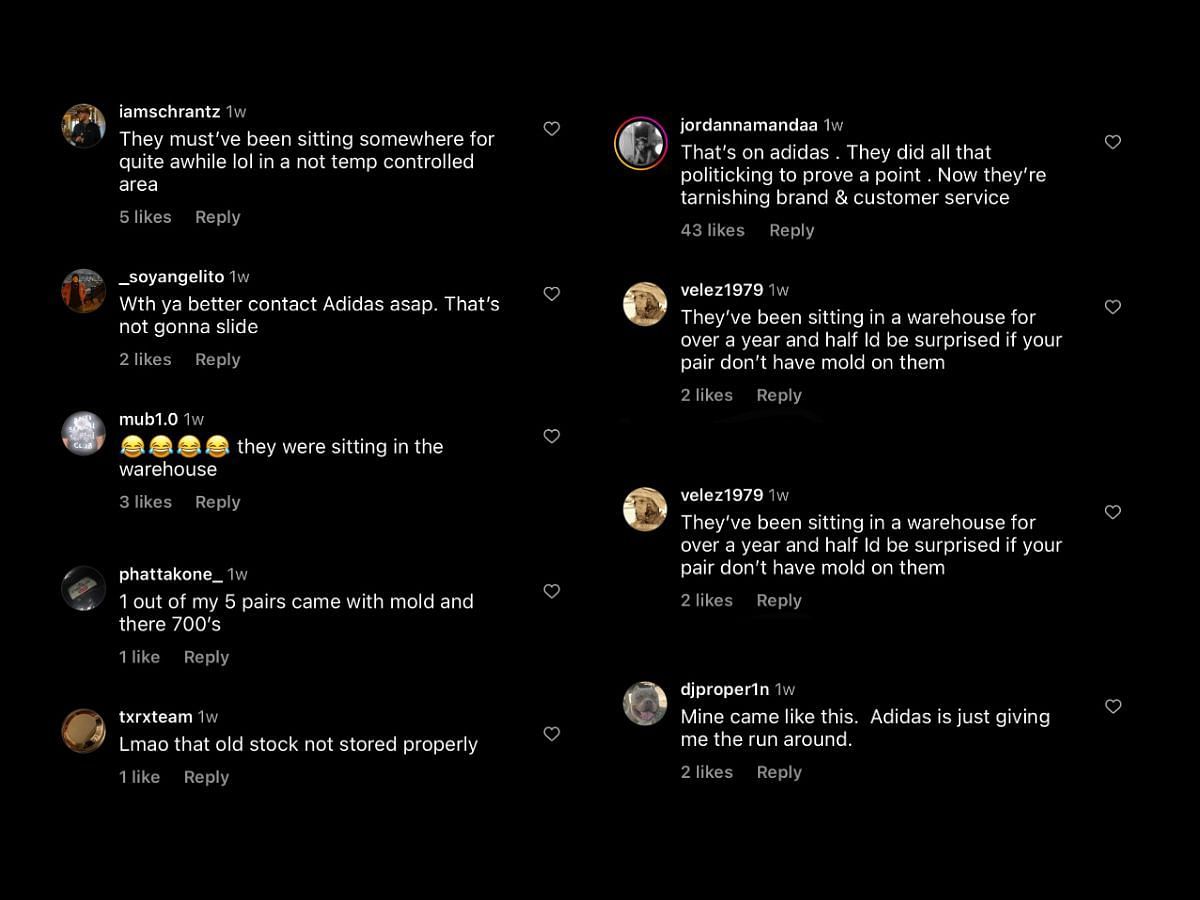 Fan reaction to the mold-affected Yeezy sneakers (Image via Sportskeeda)