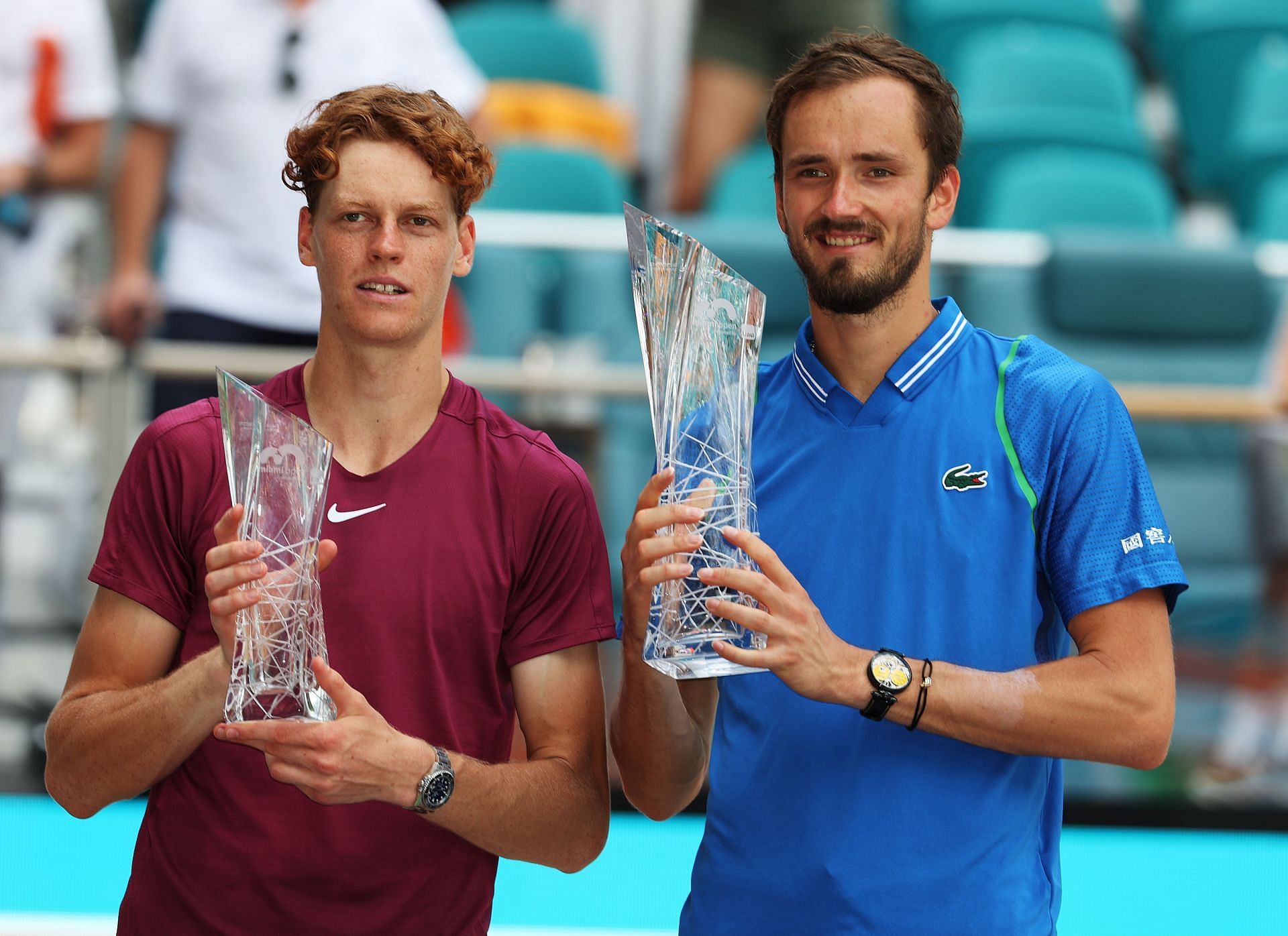 Jannik Sinner and Daniil Medvedev at the 2023 Miami Open.