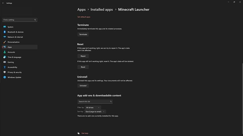 Repairing the Minecraft launcher could solve the exit code 1 issue (Image via Sportskeeda)