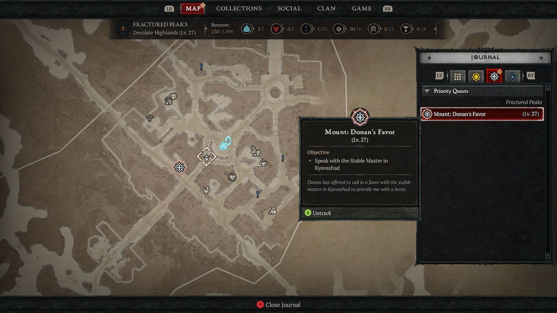 You will find a list of the ongoing and upcoming quests in the Journal in Diablo 4 (Image via Blizzard)