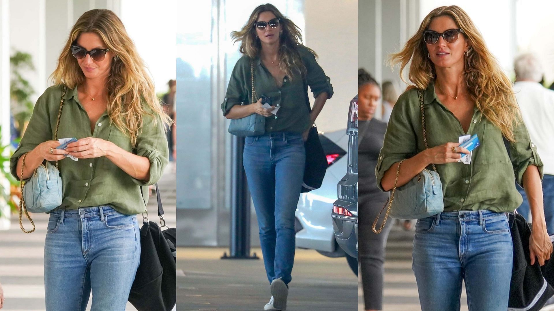 Brazilian supermodel Gisele Bundchen wears casual attire while visiting a shopping district in Miami, Florida. (Image from meaww.com via BackGrid)