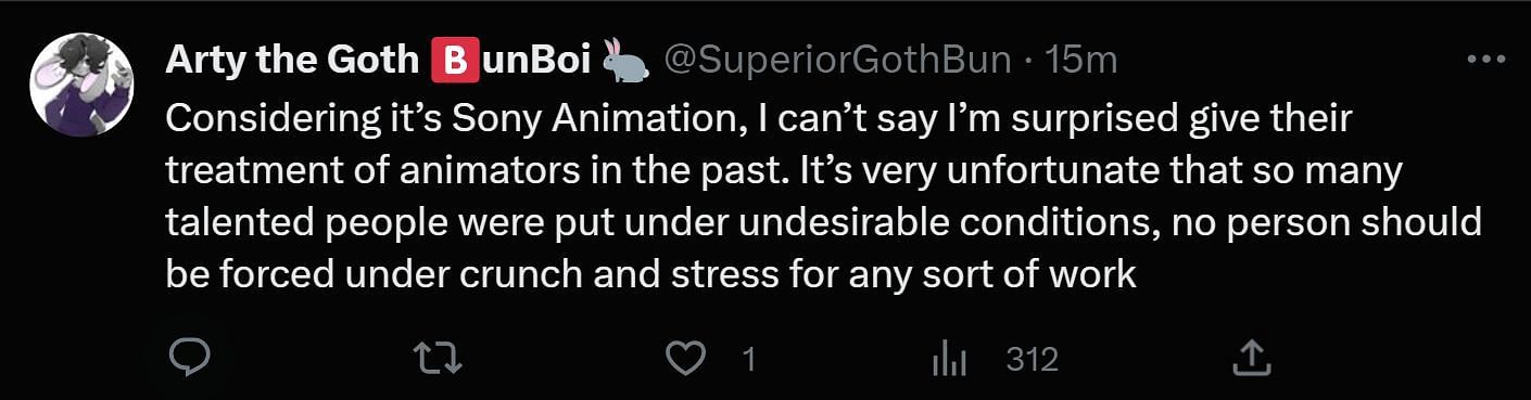 A tweet reply to DF&#039;s post about Across the Spider-Verse (Image via Twitter)