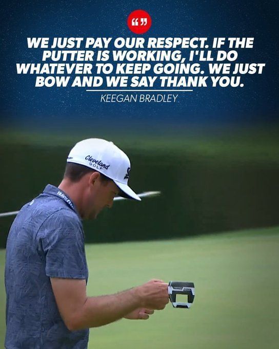 Why does Keegan Bradley have a ‘unique’ method of handing putter to