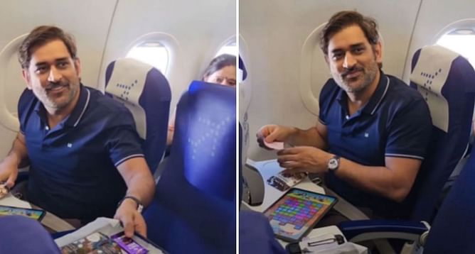 फ्लाइट में एमएस धोनी ने बनाया एयर होस्टेस का दिन, दिग्गज क्रिकेटर से मिलने के बाद फैन ने साझा किया खास वीडियो