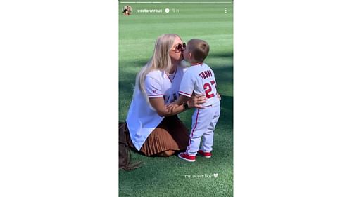 Mike Trout's wife and son having fun during the LA Family Day