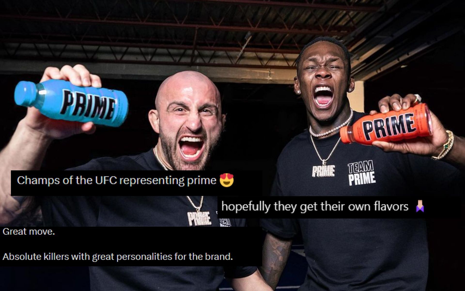 Israel Adesanya and Alexander Volkanovski as first official PRIME athletes