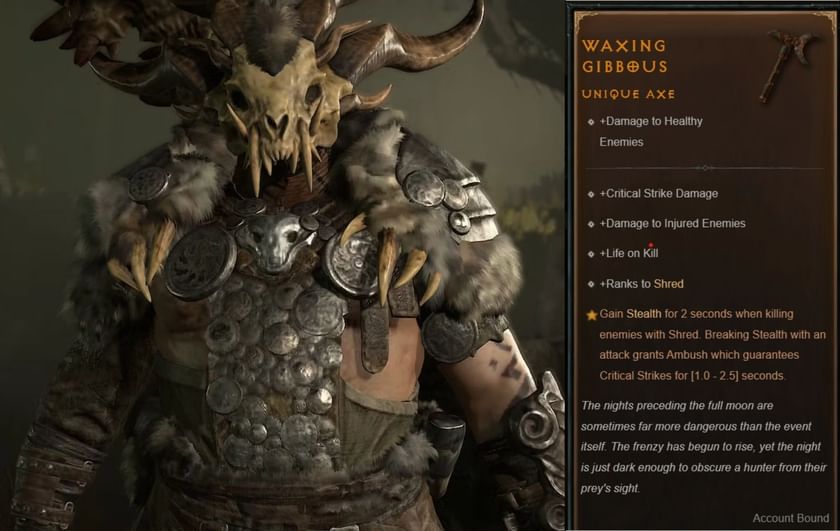 Waxing Gibbous in Diablo 4 How to get, Unique effects, Affixes, and more