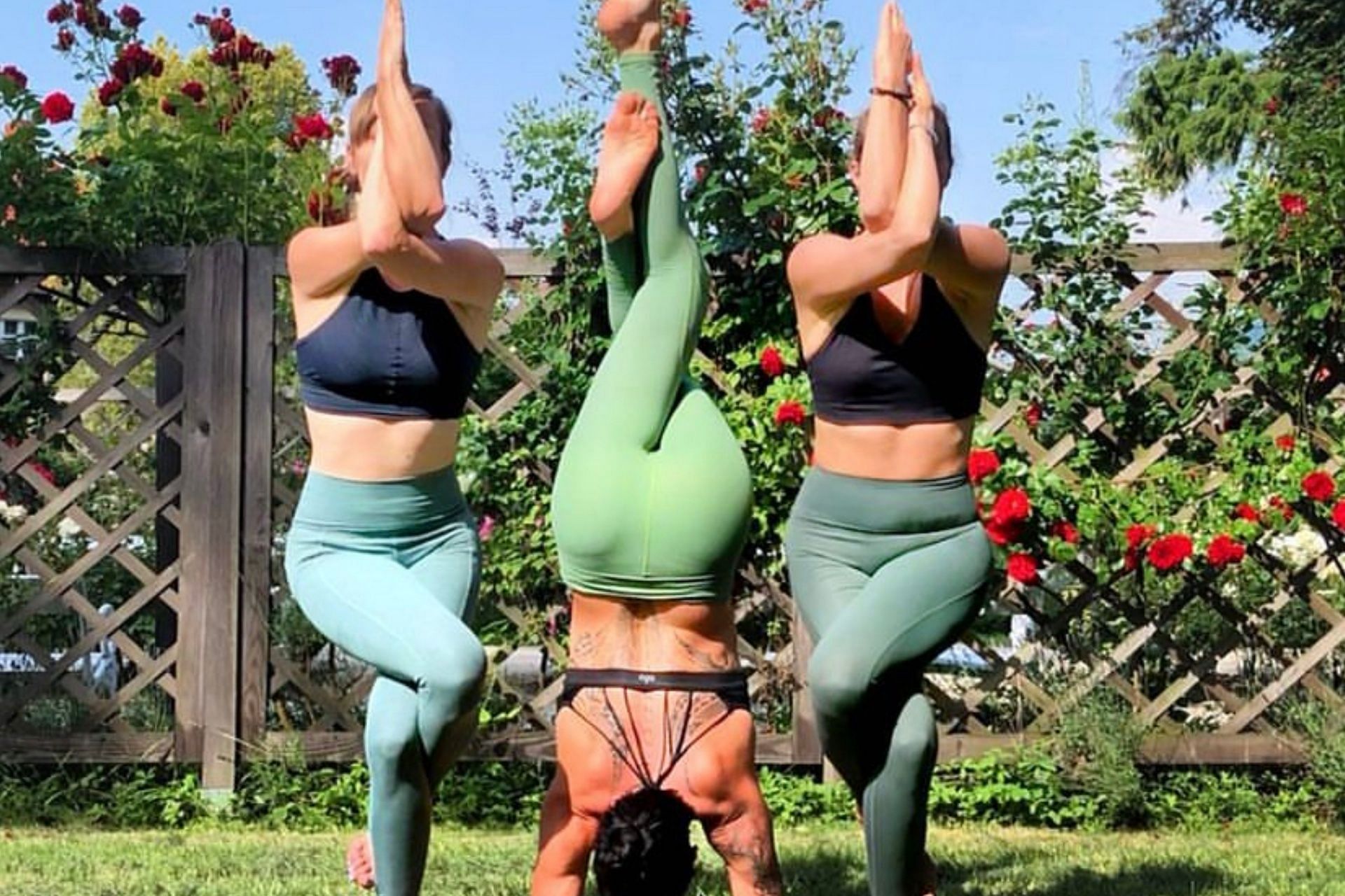 Three people doing yoga poses hi-res stock photography and images - Alamy