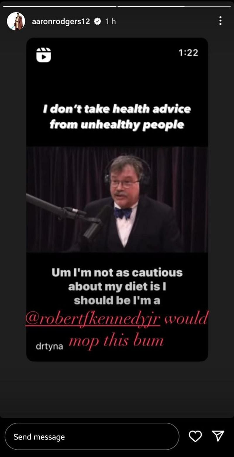 Quarterback Aaron Rodgers had some choice words for Peter Jay Hotez, MD, Ph.D. (Image via Aaron Rodgers on Instagram)