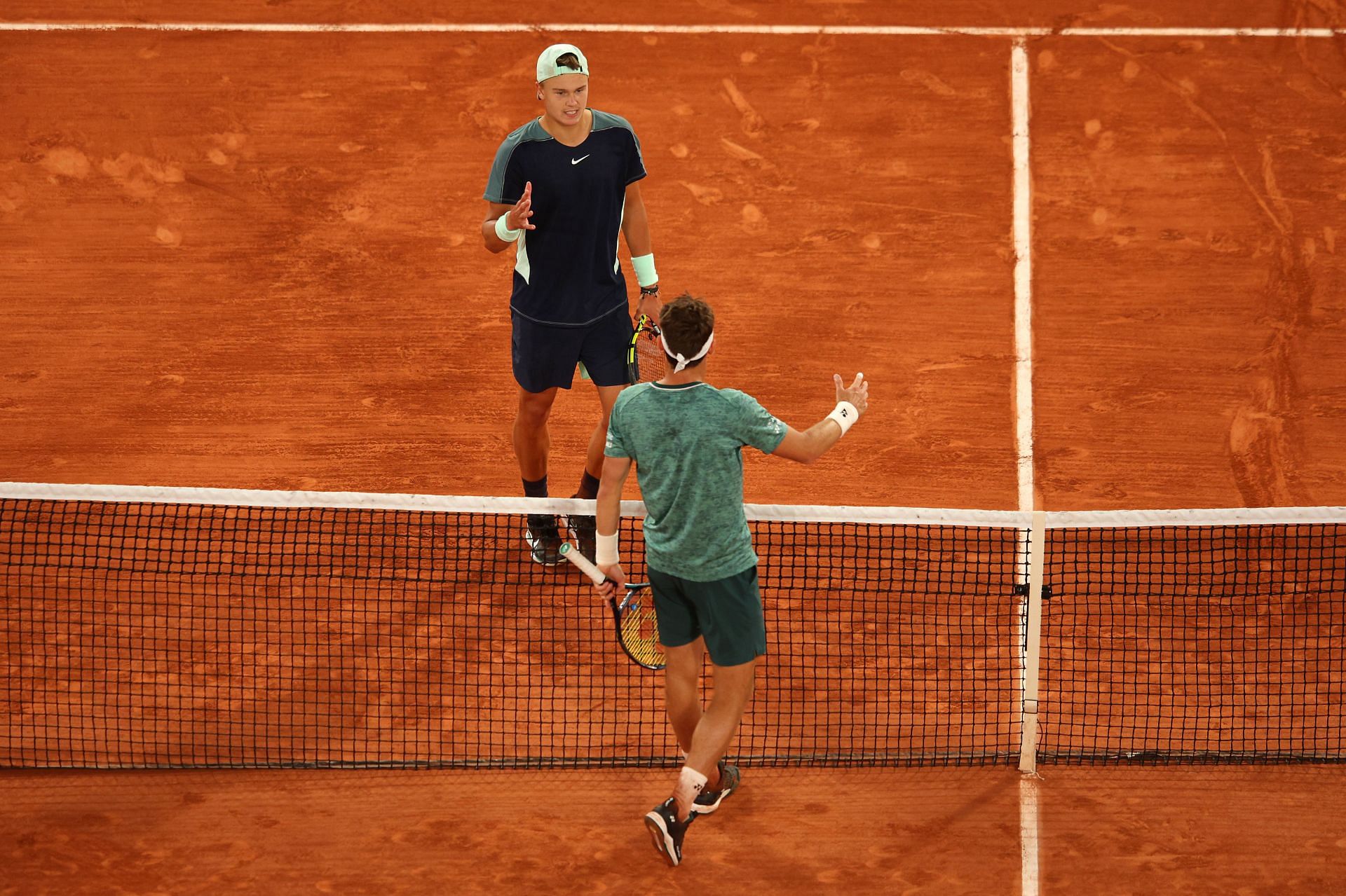 Casper Ruud and Holger Rune at the 2022 French Open.