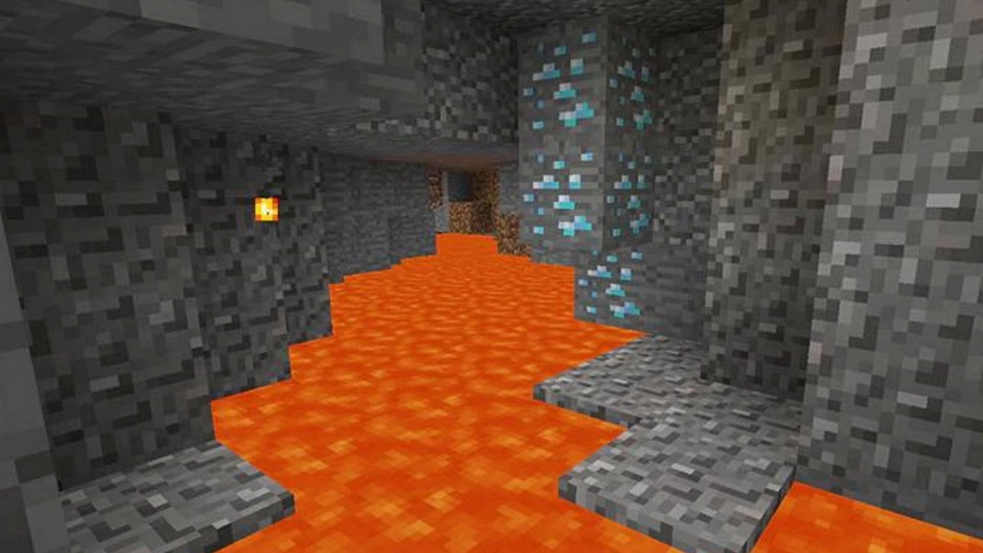 You can check lava pools and areas around them for diamonds (Image via Minecraft)