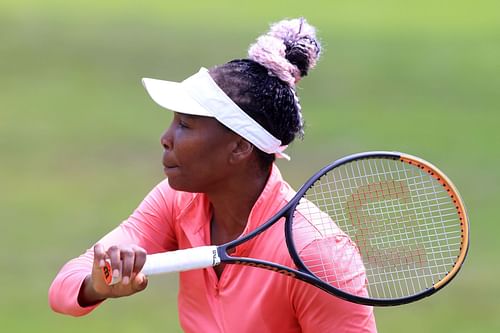 Venus Williams practicing ahead of the Rothesay Classic in Birmingham