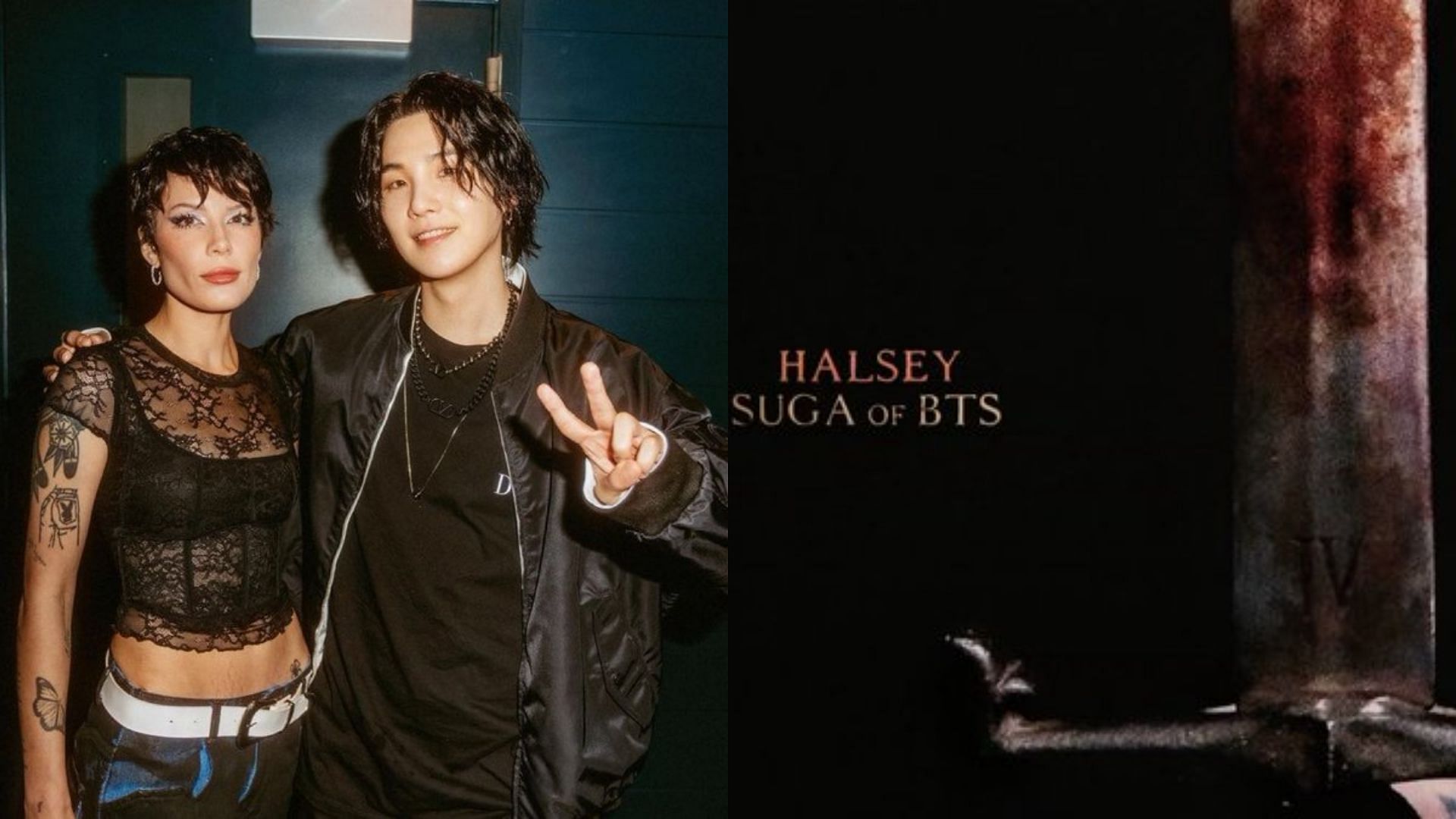 Halsey and SUGA will collaborate on the OST for Diablo IV Game OST (Image via Twitter/@charts_k @btslinesiconic)