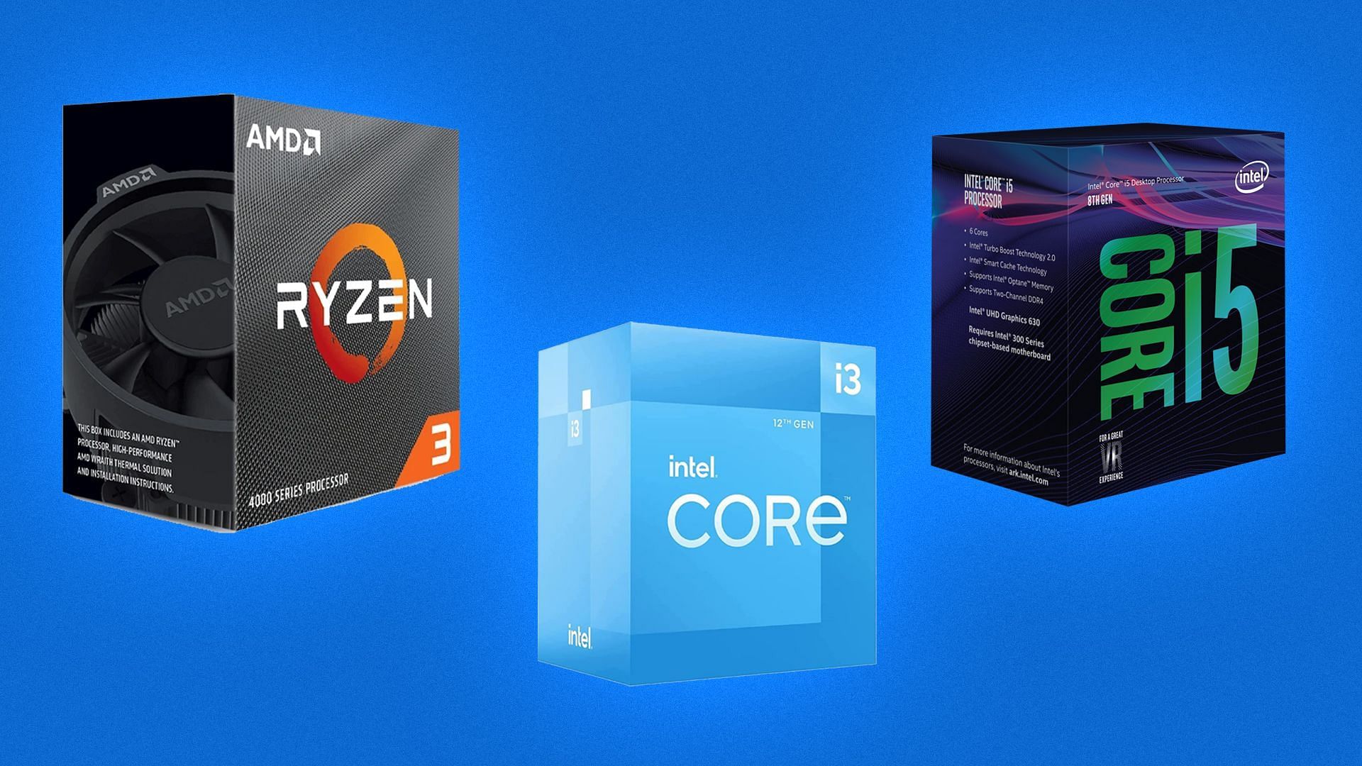 Intel Core i5 8600 vs Intel Core i3 12100 vs AMD Ryzen 3 4100 (Image via Sportskeeda)