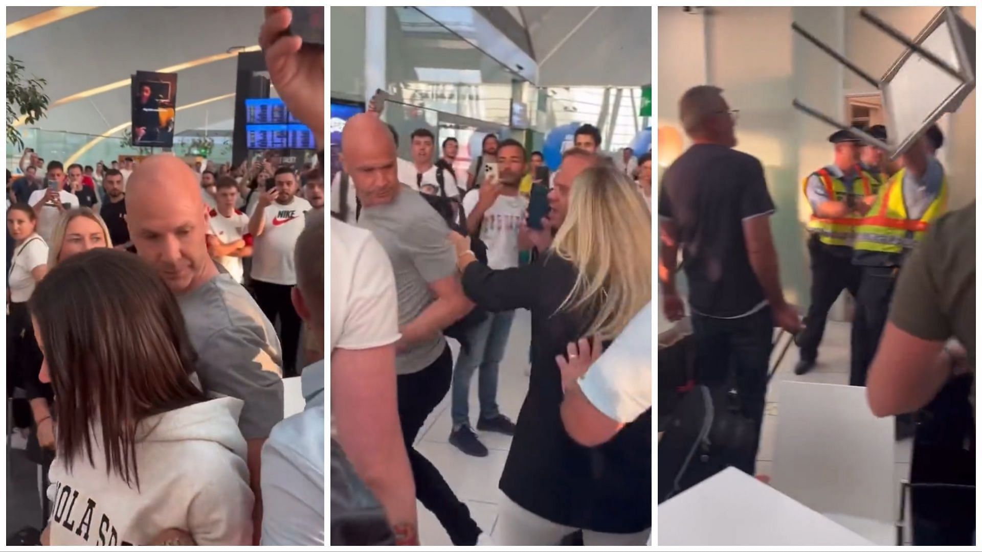 Anthony Taylor was met with an mob of angry Roma fans after the Europa League final (Image via Twitter/@footbalIfights)