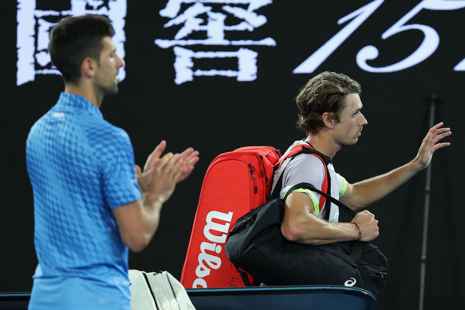 Novak Djokovic and Alex de Minaur at the 2023 Australian Open