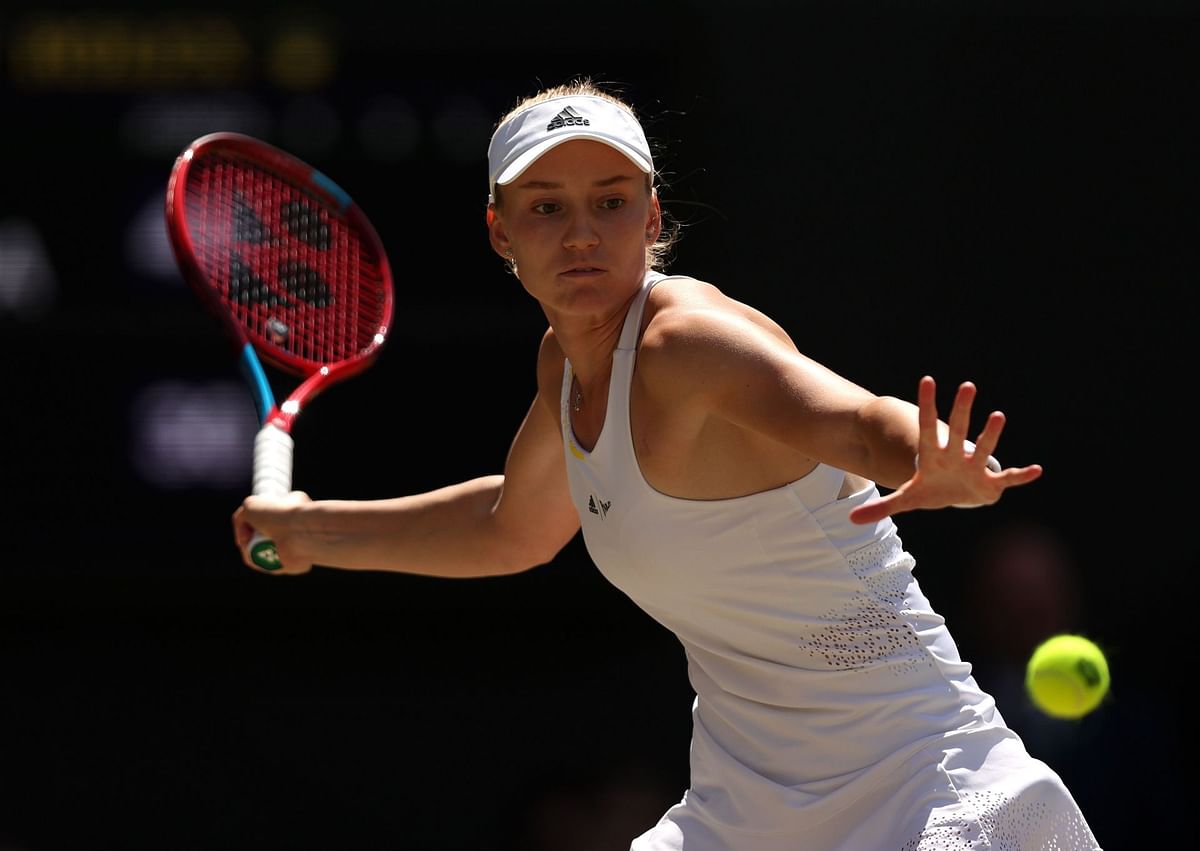 Elena Rybakina practises ahead of her title defense in Wimbledon