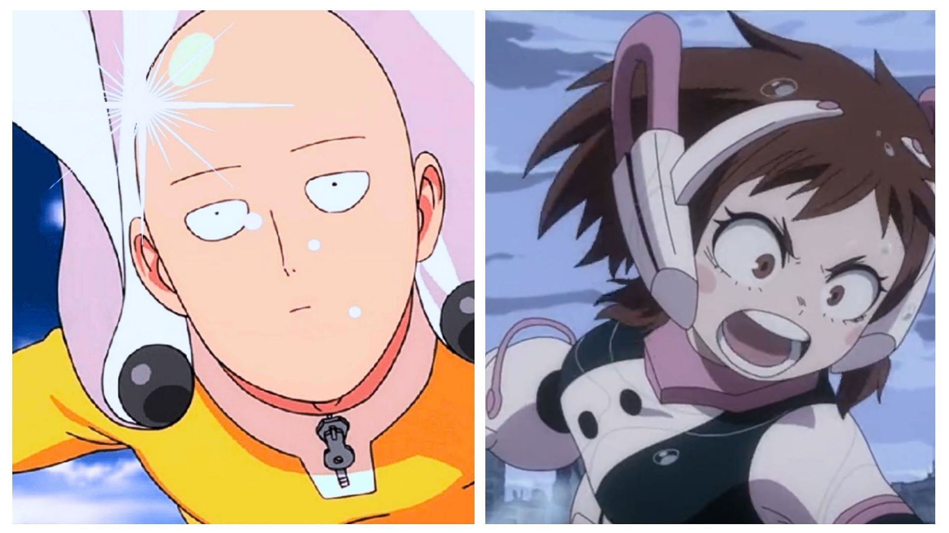 Saitama and Ochaco Uraraka from their respective series (Image via Madhouse, BONES)