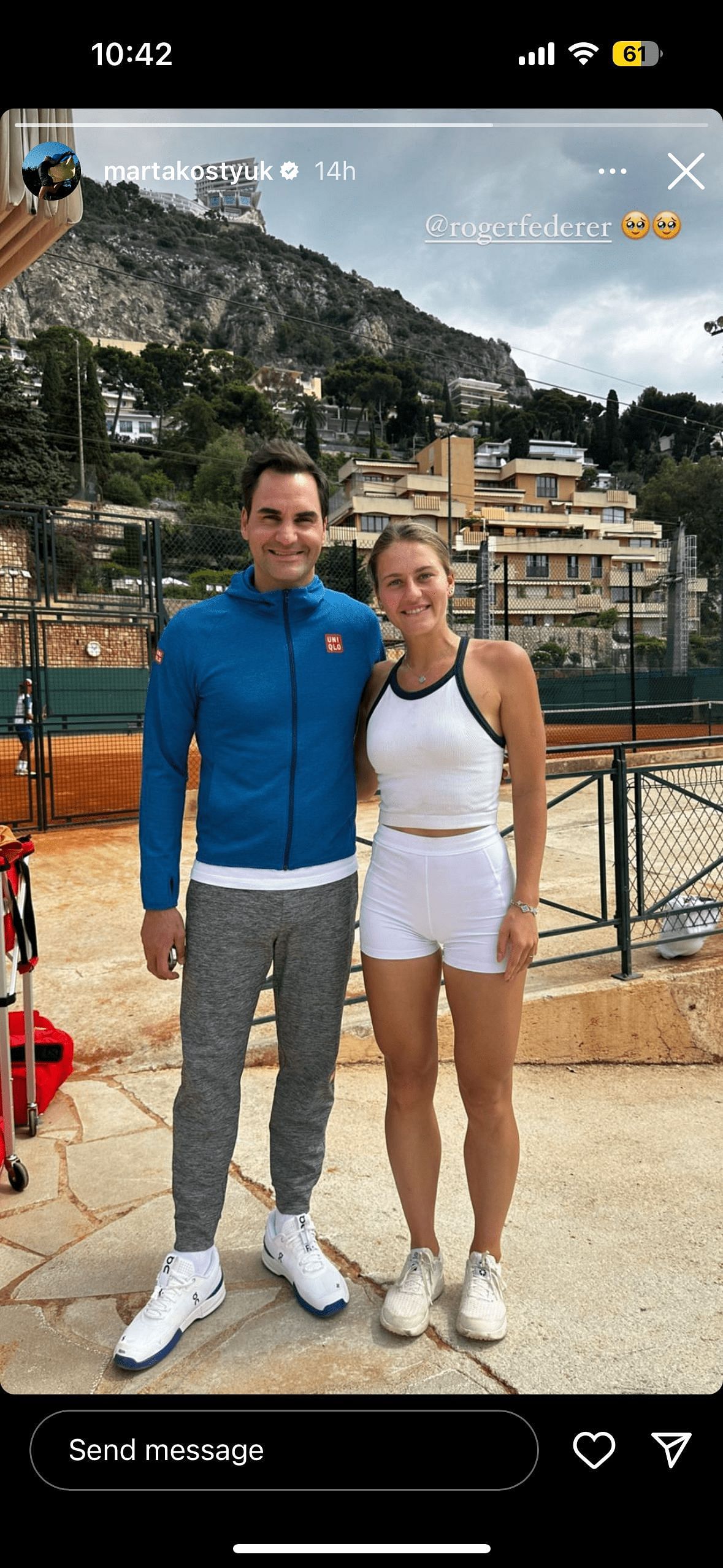 Marta Kostyuk reacts to meeting Roger Federer in Monaco