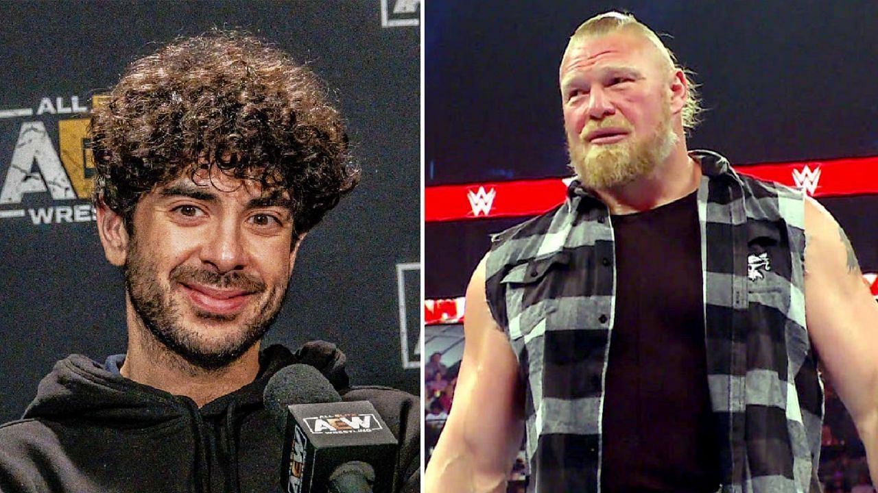 Tony Khan (left); Brock Lesnar (right)