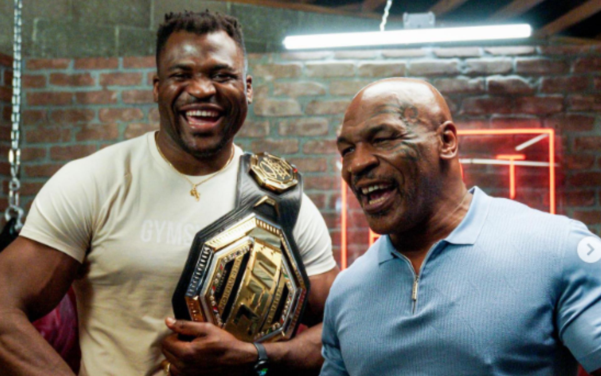 Francis Ngannou and Mike Tyson together. [Picture source: @francisngannou on Instagram