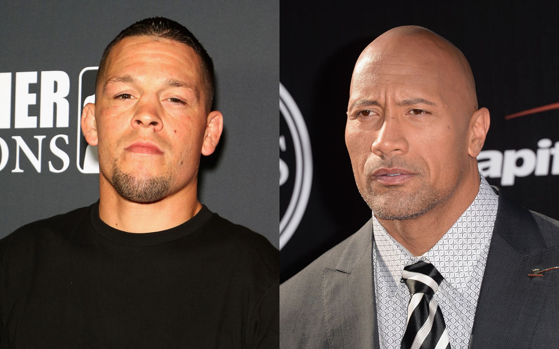 Nate Diaz (Left) and Dwayne Johnson aka 