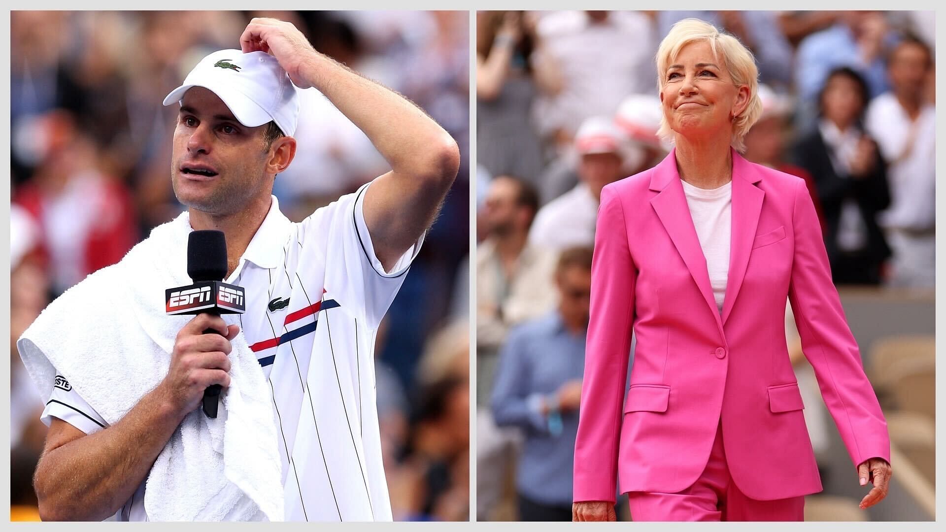 Andy Roddick (L) and Chris Evert (R)