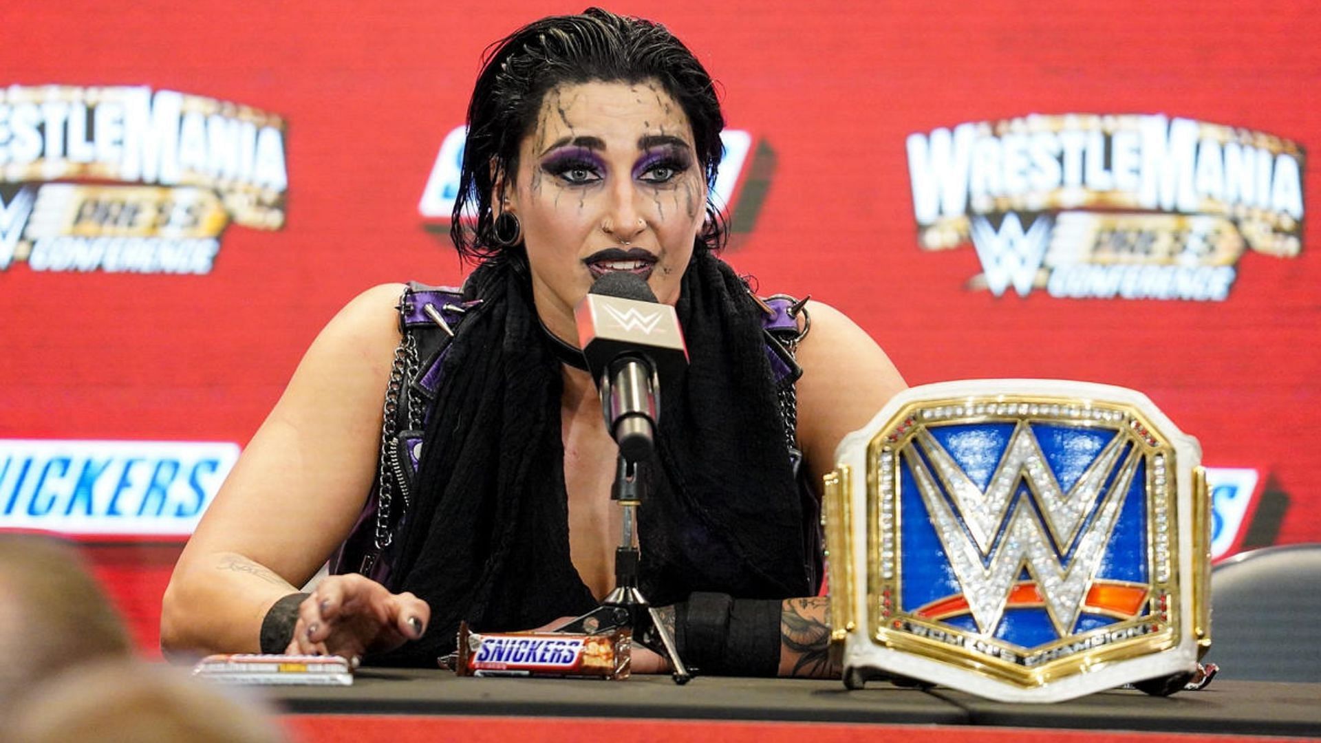 Rhea Ripley during a press conference. Image Credits: wwe.com