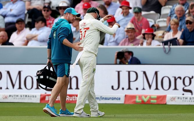 What is the update on Nathan Lyon's injury suffered on Day 2 of Lord's Test?