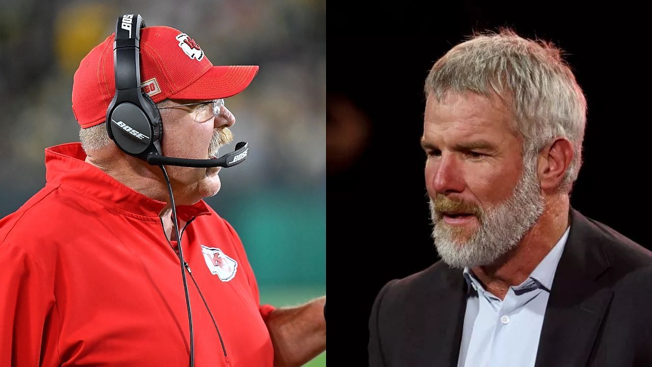 Andy Reid was once an assistant coach for Brett Favre and the Green Bay Packers - images via Getty
