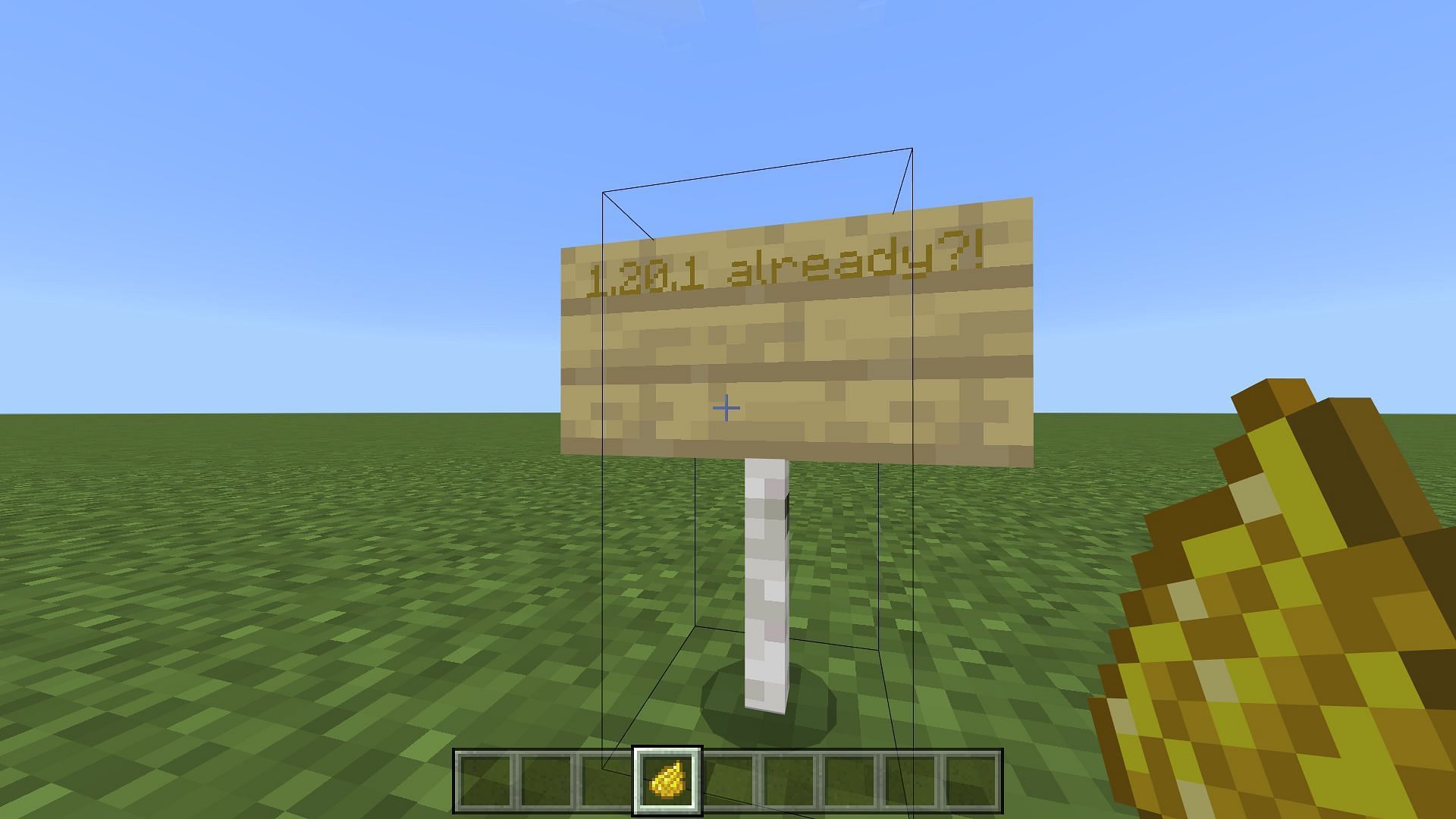 You can right-click on the sign with any dye in hand to essentially change the text&#039;s color in Minecraft (Image via Mojang)