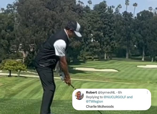“Charlie Mcilwoods” – Fans react to Charlie Woods’ latest swing practice at Riviera CC