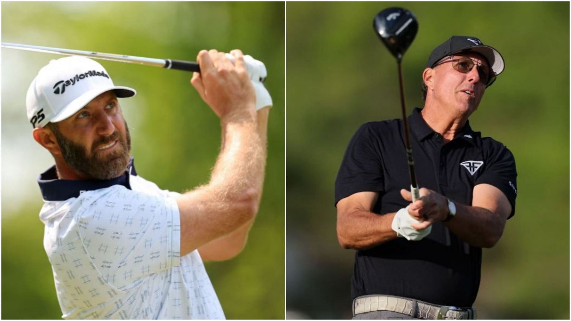 Dustin Johnson and Phil Mickelson (via Getty Images)