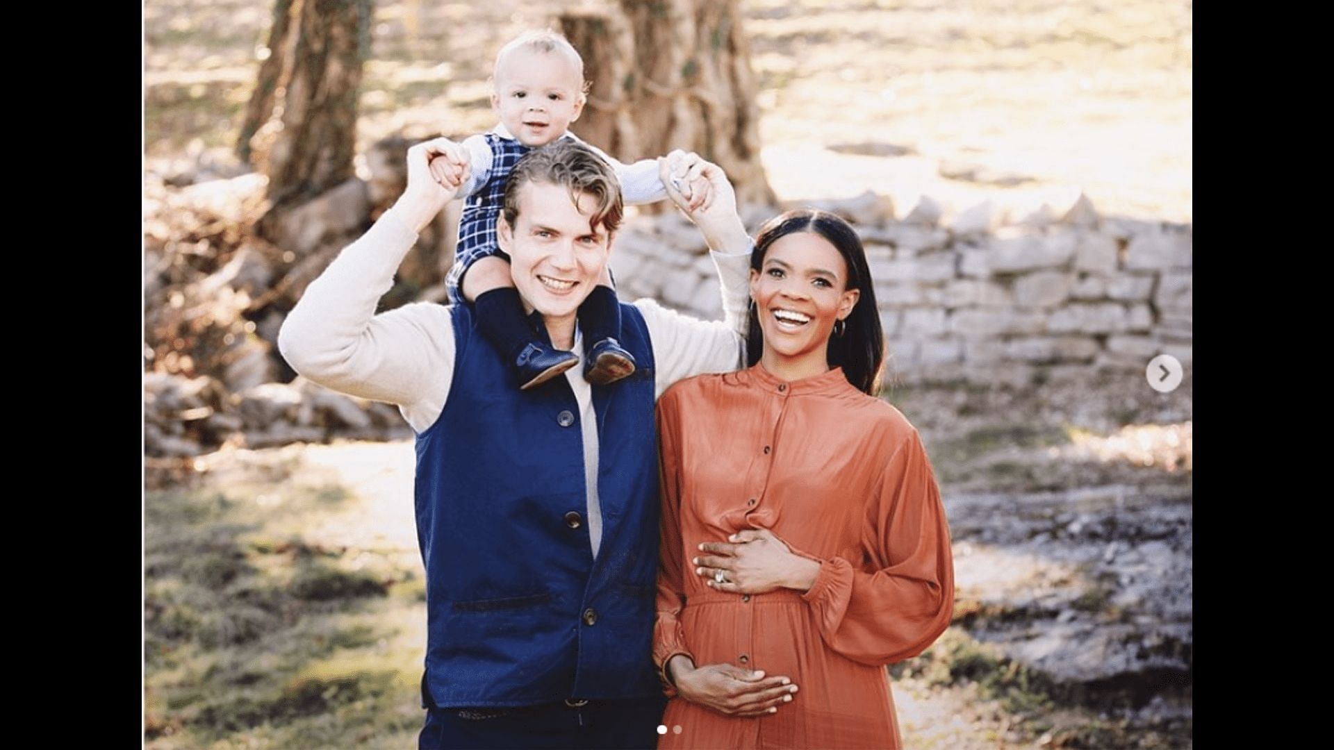 Candace Owens with her husband and baby boy during a family vacation. (Image via Instagram/realcandaceowens)