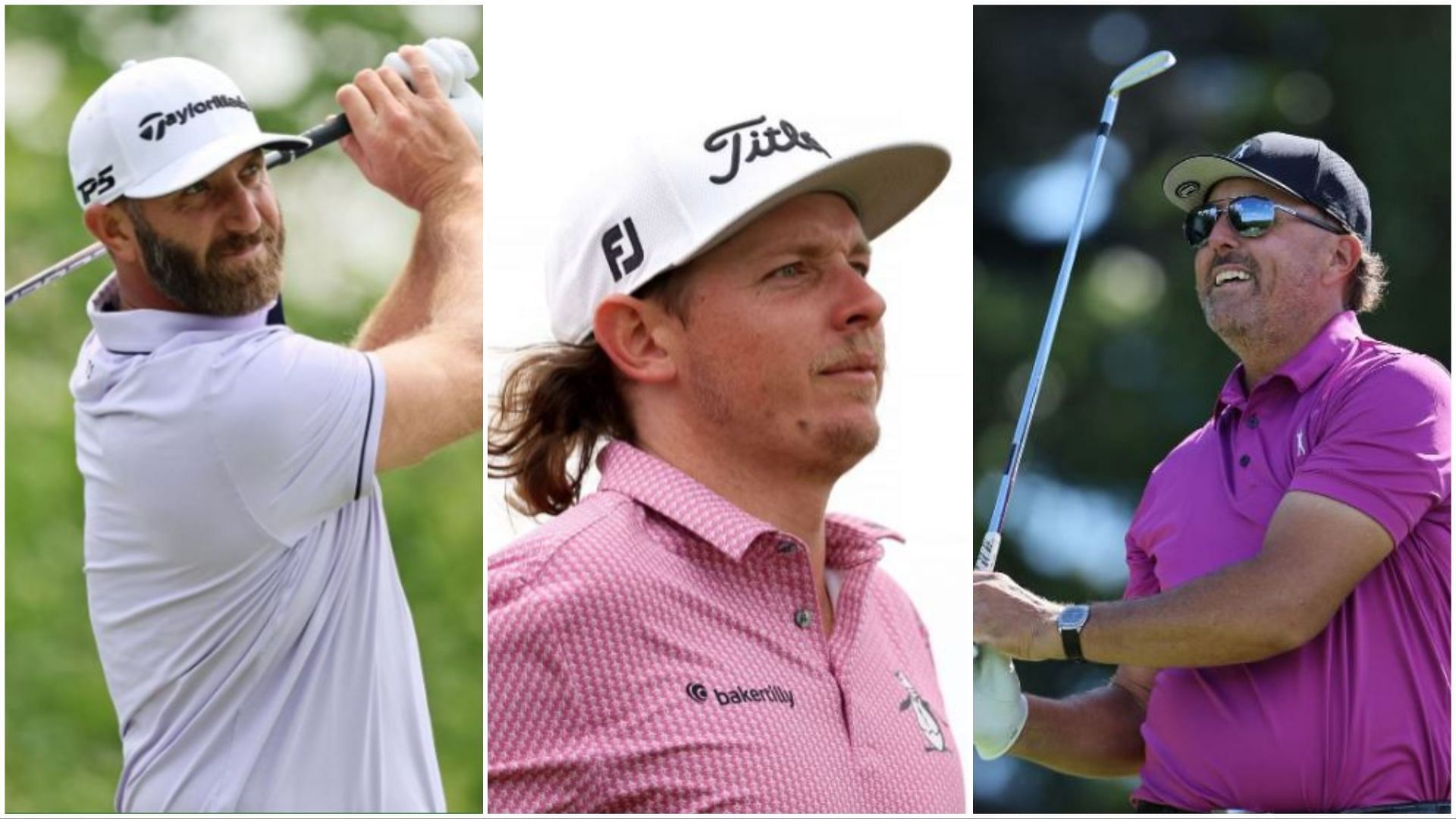 Dustin Johnson, Cameron Smith, and Phil Mickelson (via Getty Images)