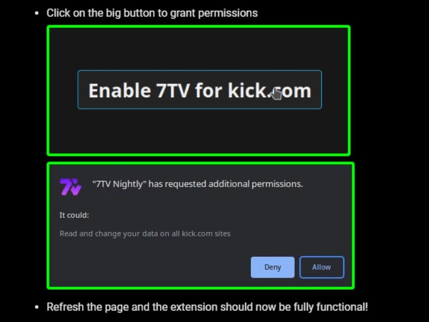 How to integrate popular emote platform 7TV on Kick? Entire process
