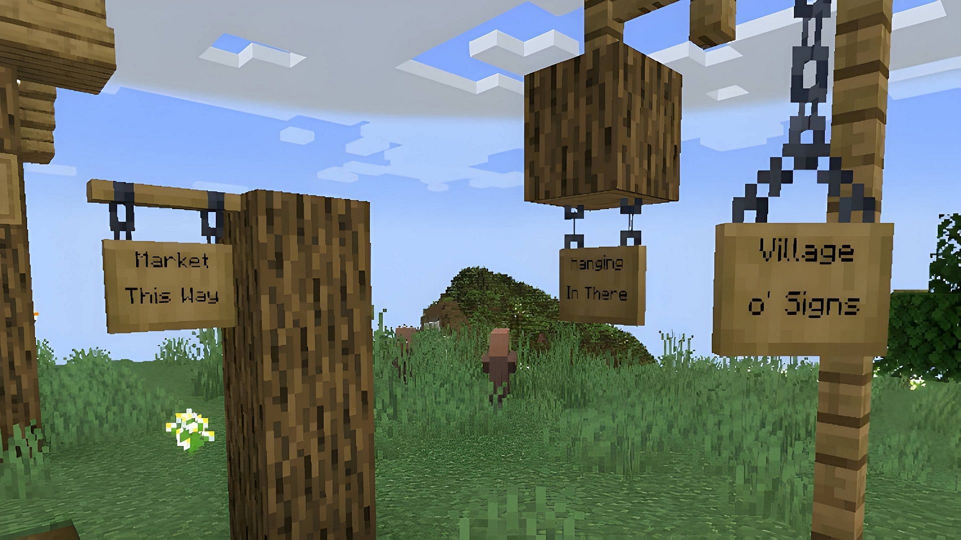 Hanging signs are only one of many Minecraft 1.20 features that are small but significant (Image via Mojang)