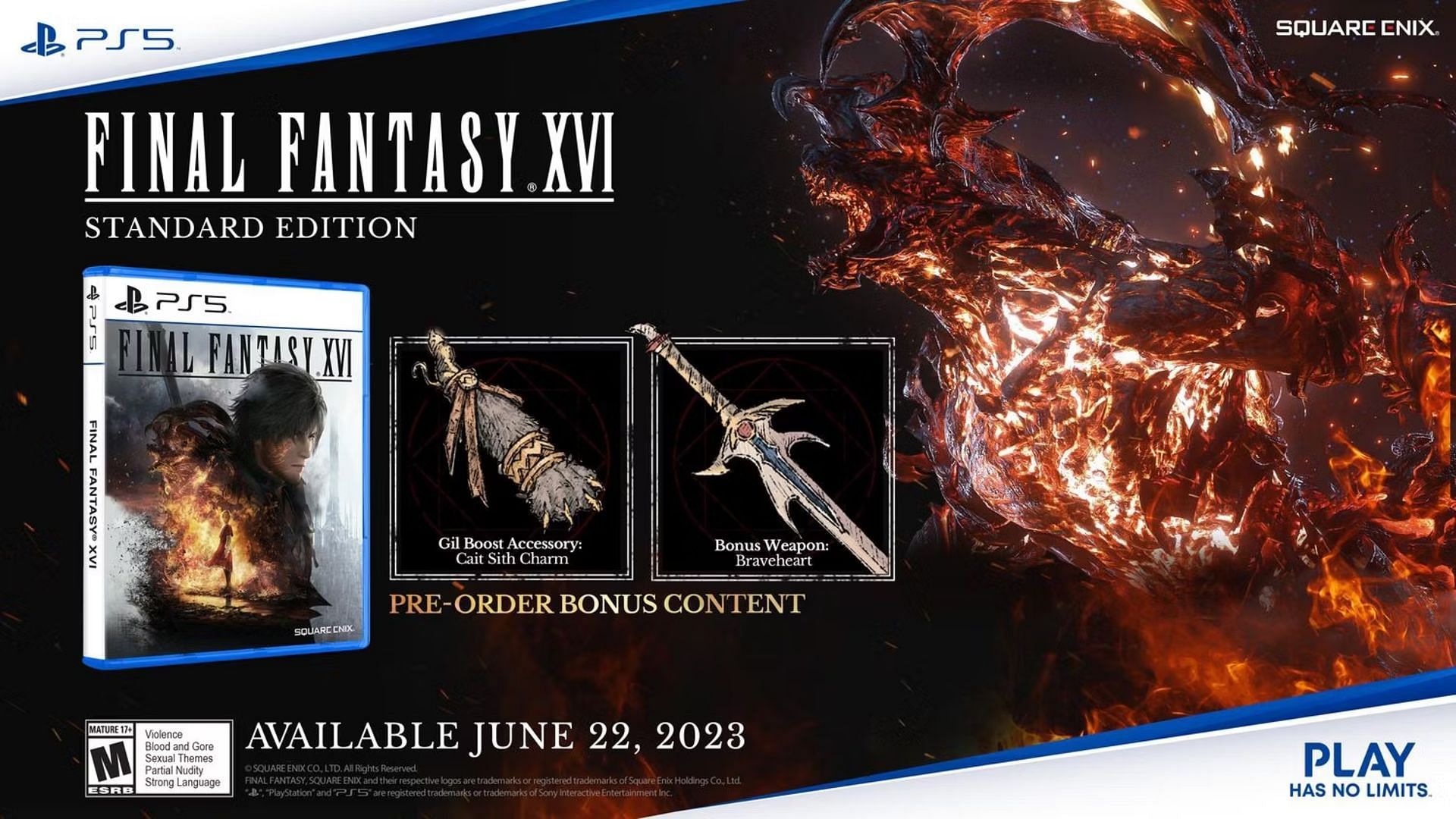 The pre-order rewards for the Standard Edition of FF16 (Image via Square Enix)