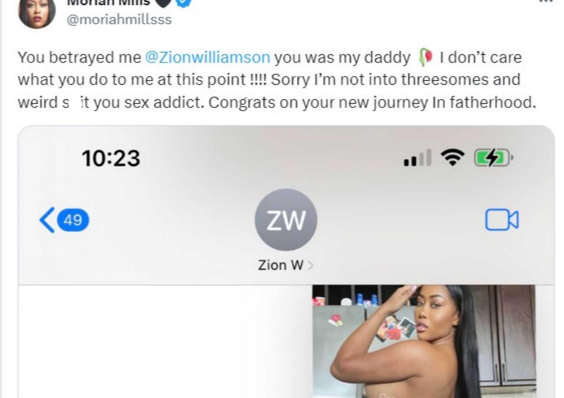 Zion williamson moriah mills sex tape