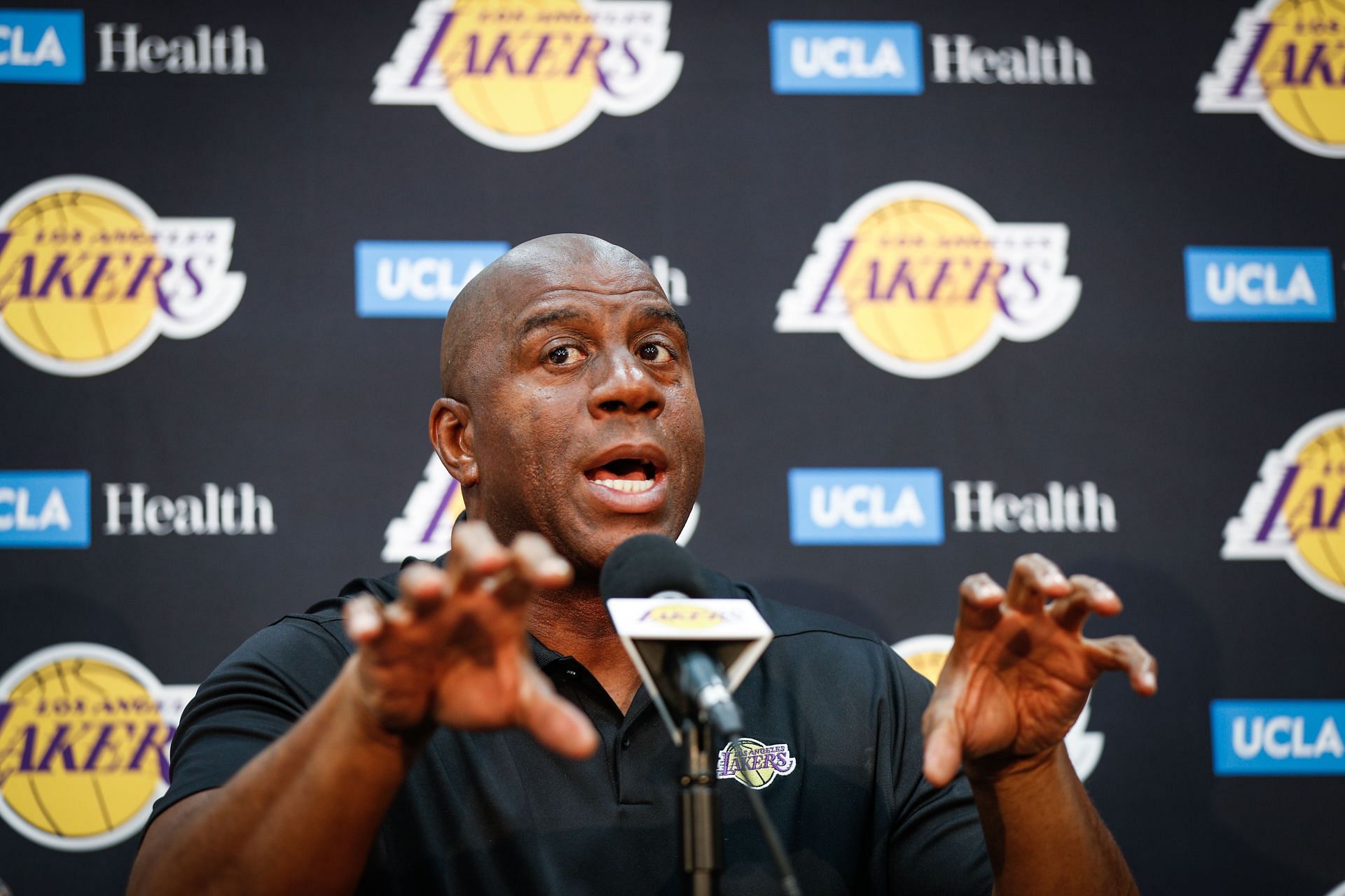 Earvin &quot;Magic&quot; Johnson &amp; Rob Pelinka Los Angeles Lakers Media Availability