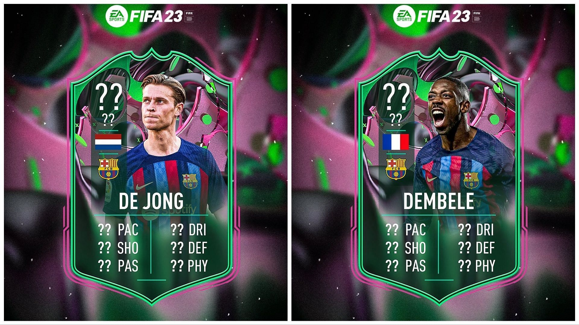 Shapeshifters Dembele and De Jong have been leaked (Images via Twitter/FUT Sheriff)