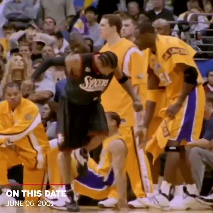 Allen Iverson steps over Tyronn Lue, spoils Lakers' perfect postseason