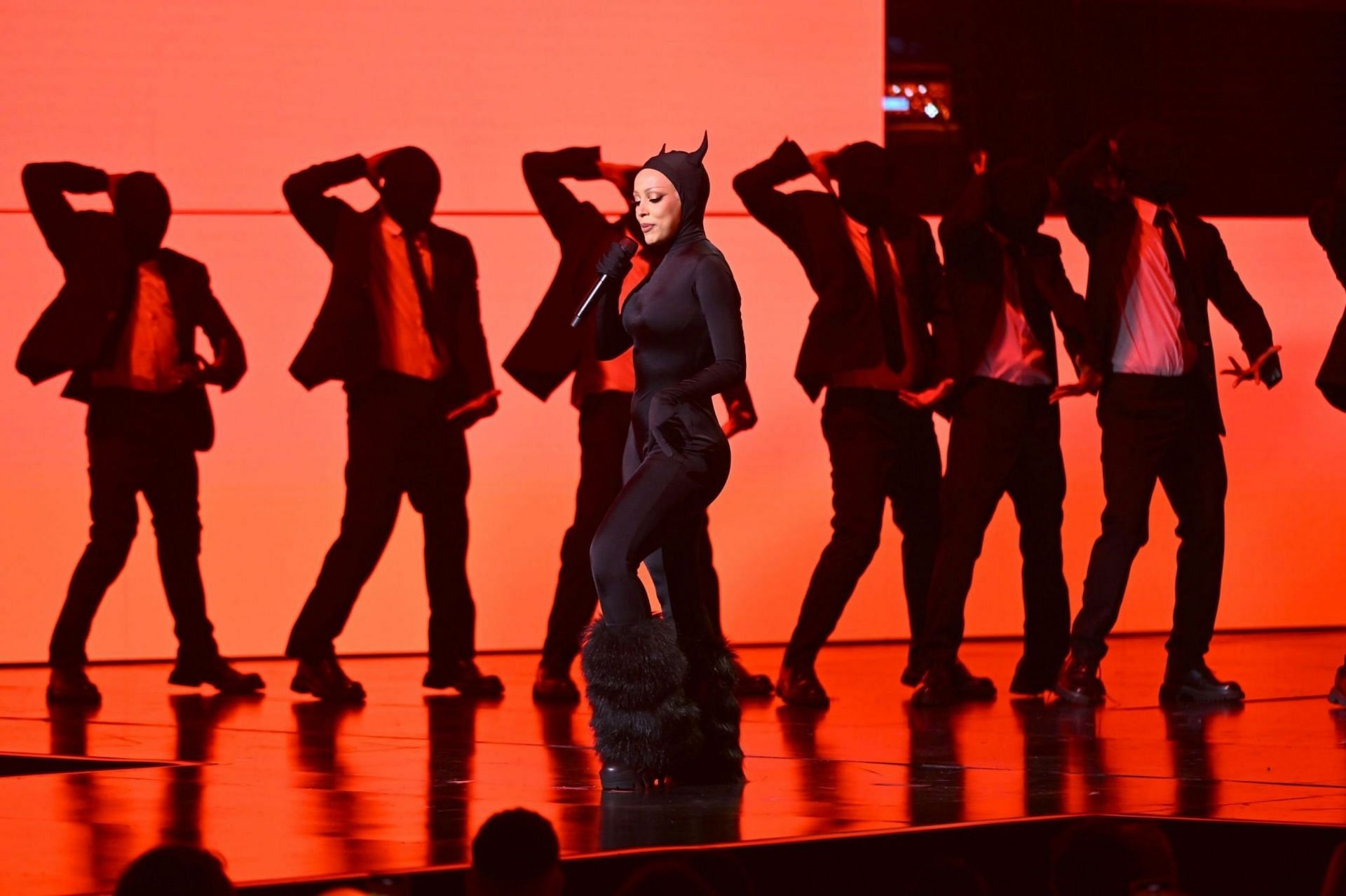 Doja Cat performs at the YouTube Brandcast 2023 at David Geffen Hall  in New York City on May 17, 2023 (Image via Getty Images) 